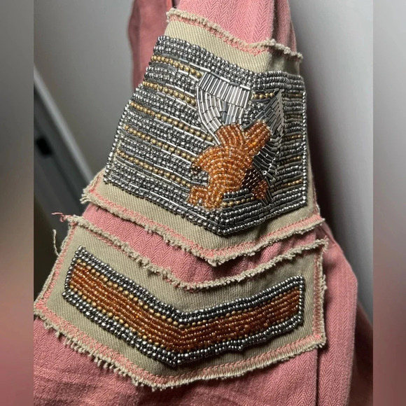 Free People Embellished Military Rose Shirt Jacket - Picture 6 of 16